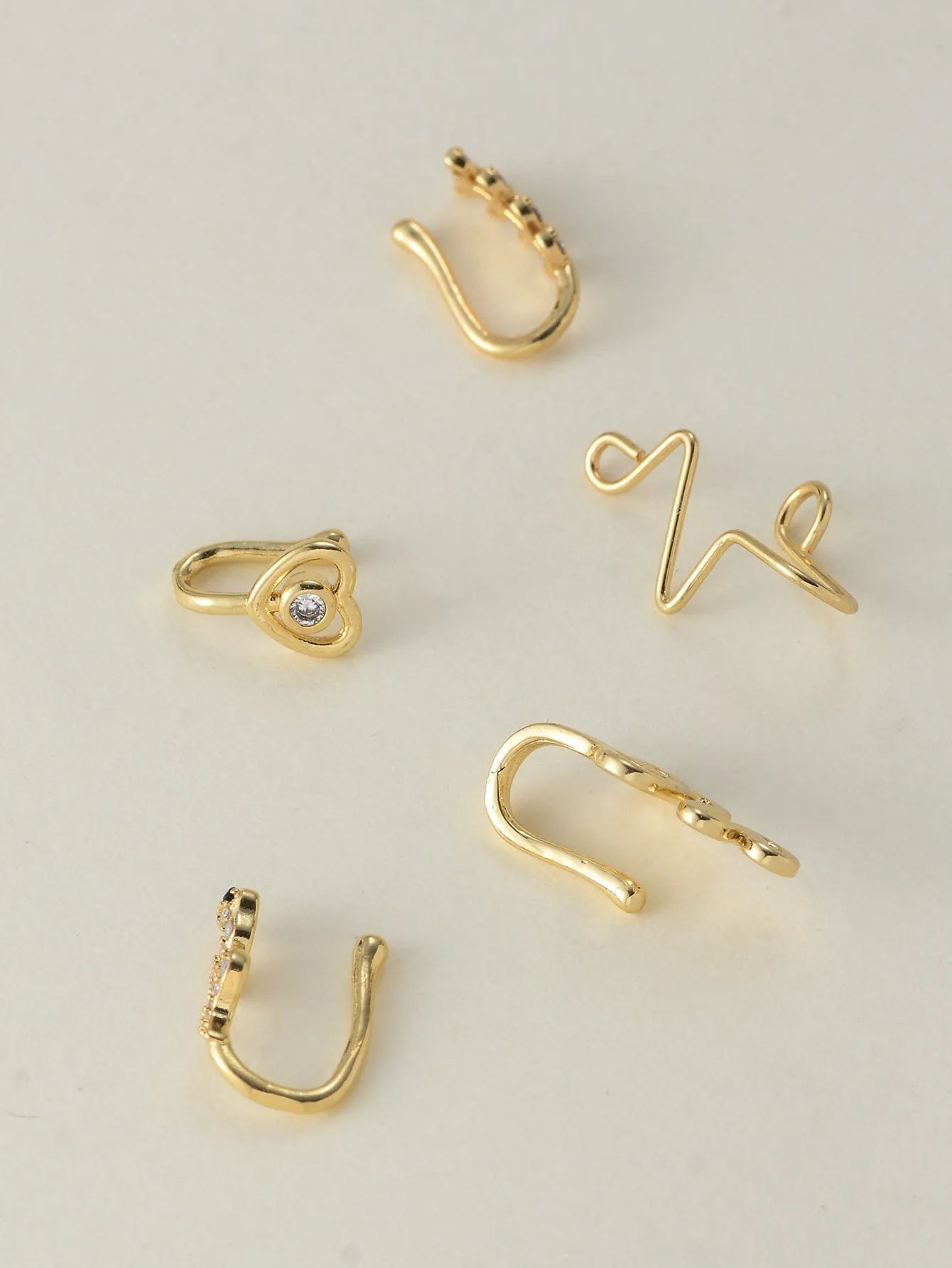 5pcs Rhinestone Decor Nose Cuff - Gold - FD ⚡