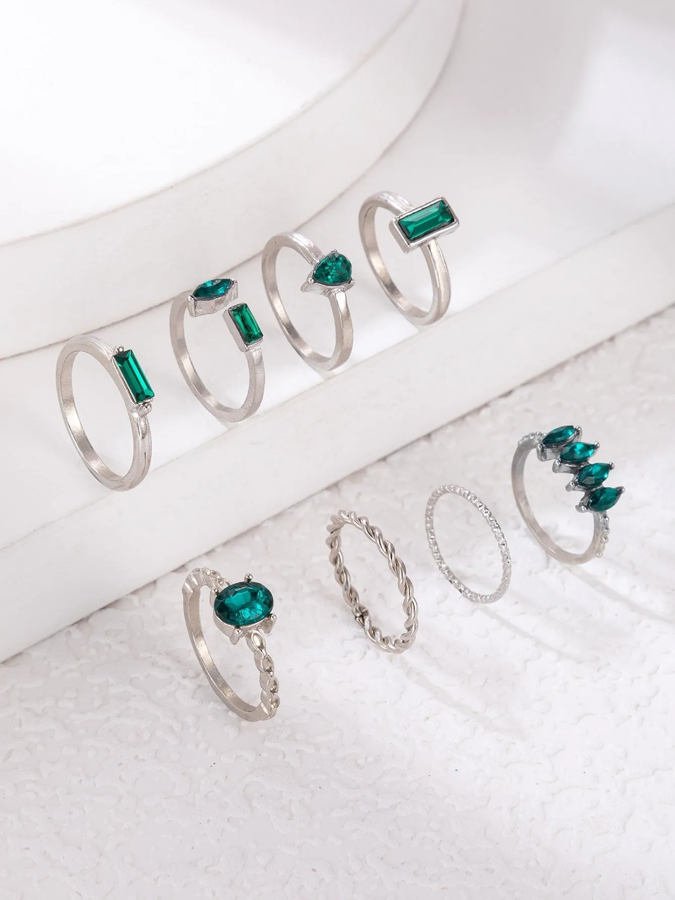 8pcs/set Rhinestone Decor Ring - 𝘚𝘚²³ - Green - FD ⚡