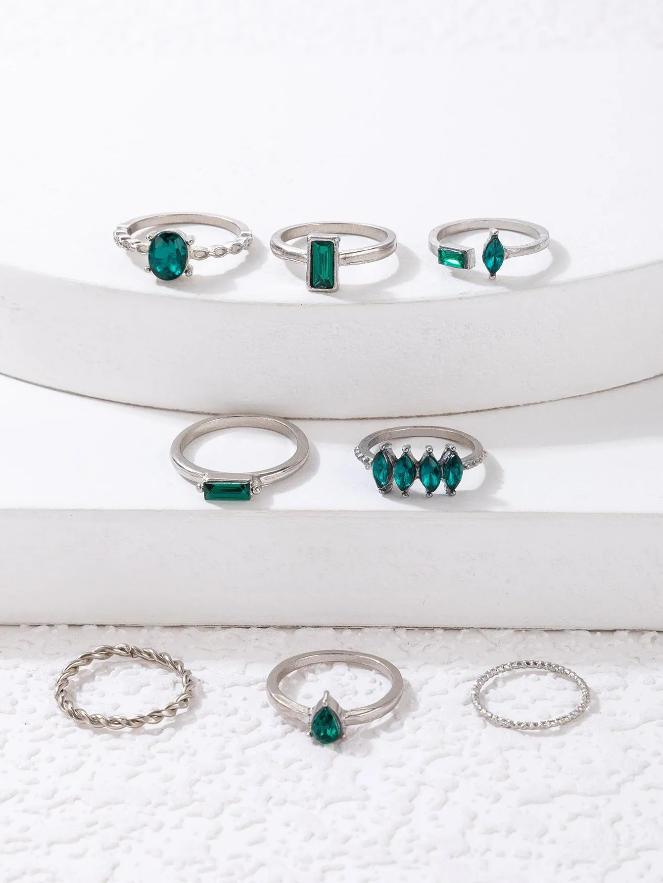 8pcs/set Rhinestone Decor Ring - 𝘚𝘚²³ - Green - FD ⚡