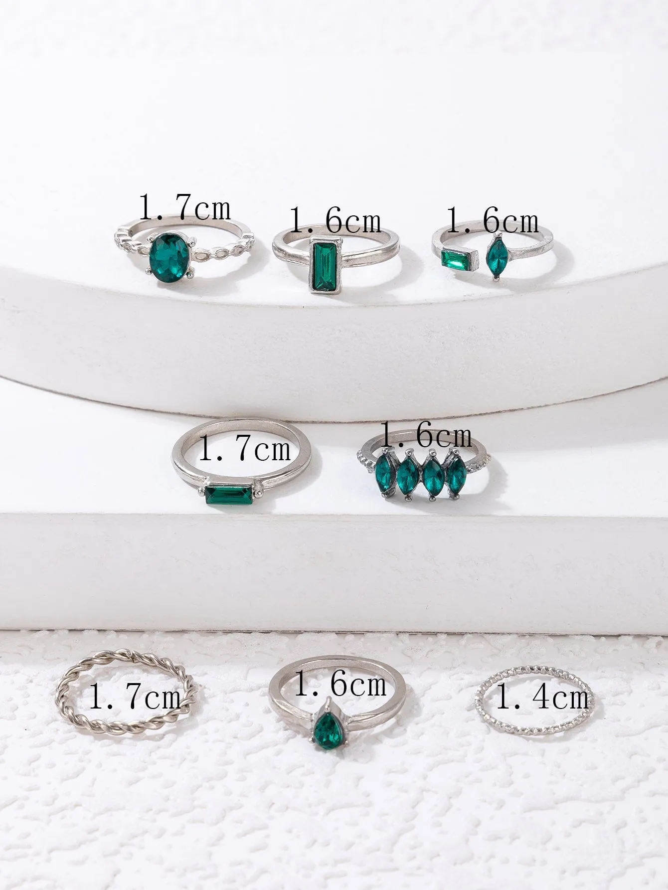8pcs/set Rhinestone Decor Ring - 𝘚𝘚²³ - Green - FD ⚡