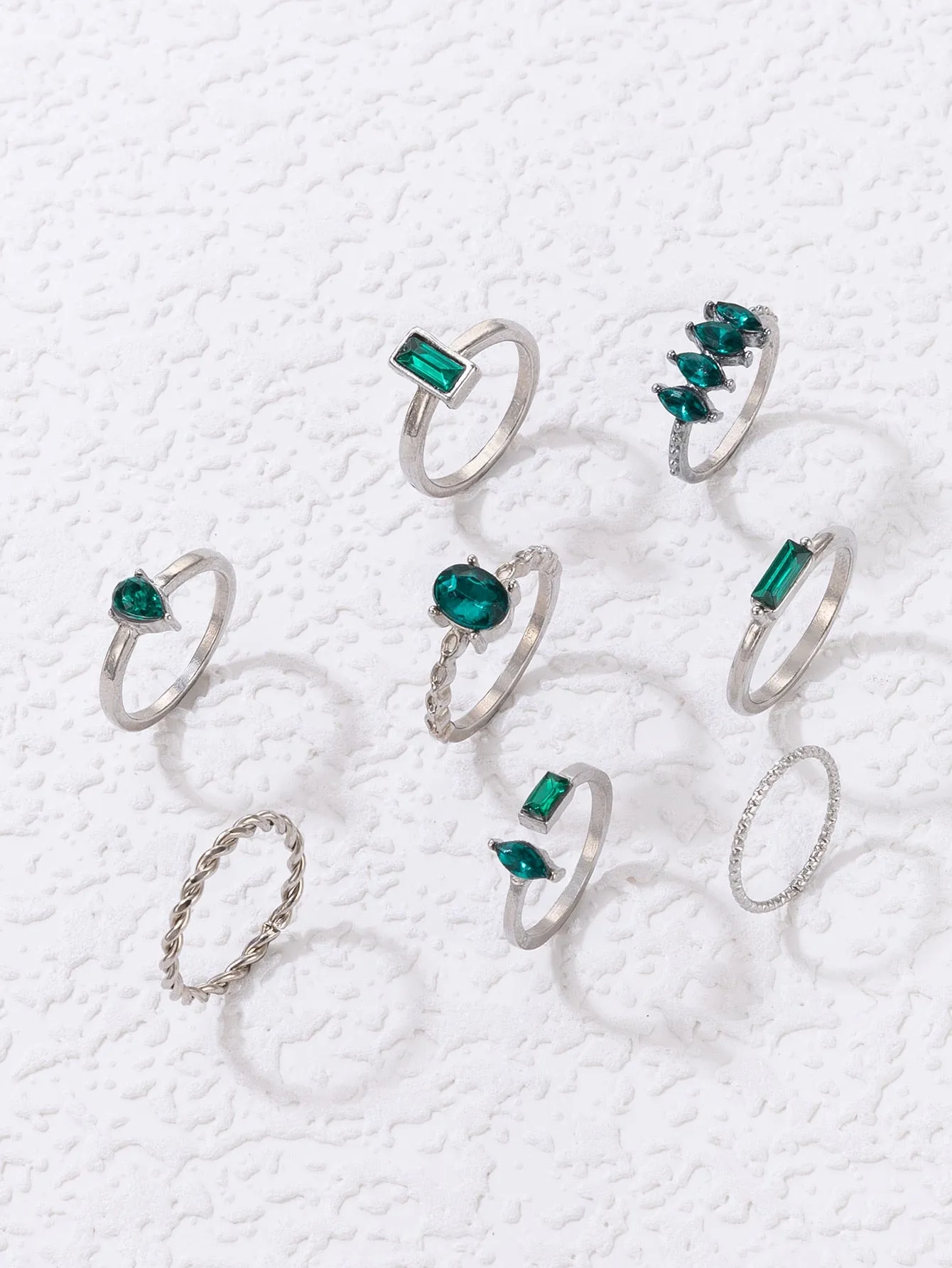 8pcs/set Rhinestone Decor Ring - 𝘚𝘚²³ - Green - FD ⚡