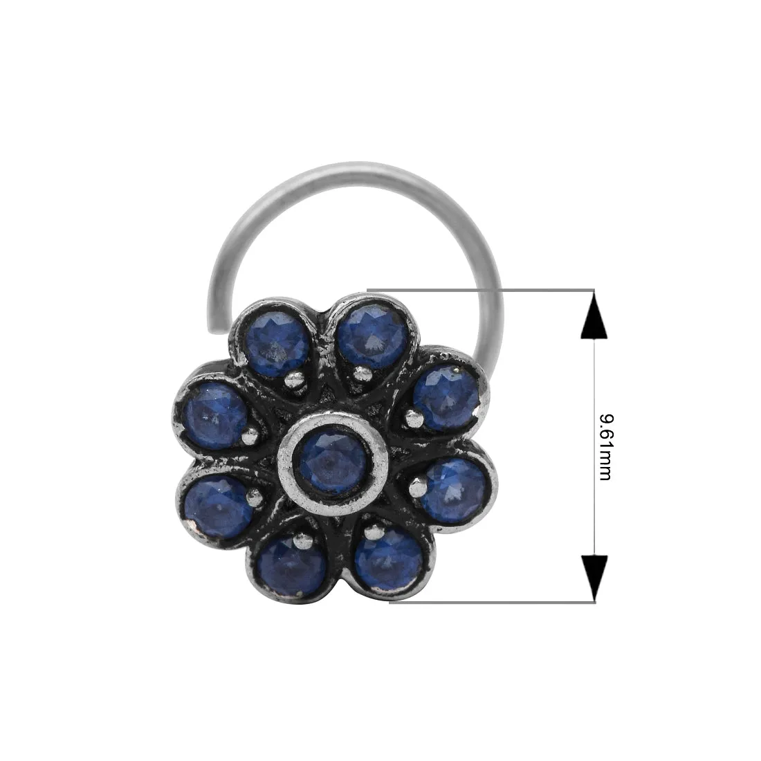 925 Sterling Silver Blue Stone Nose Pin For Women Unique Piercing Nose Pin Vintage Traditional Nose Pin