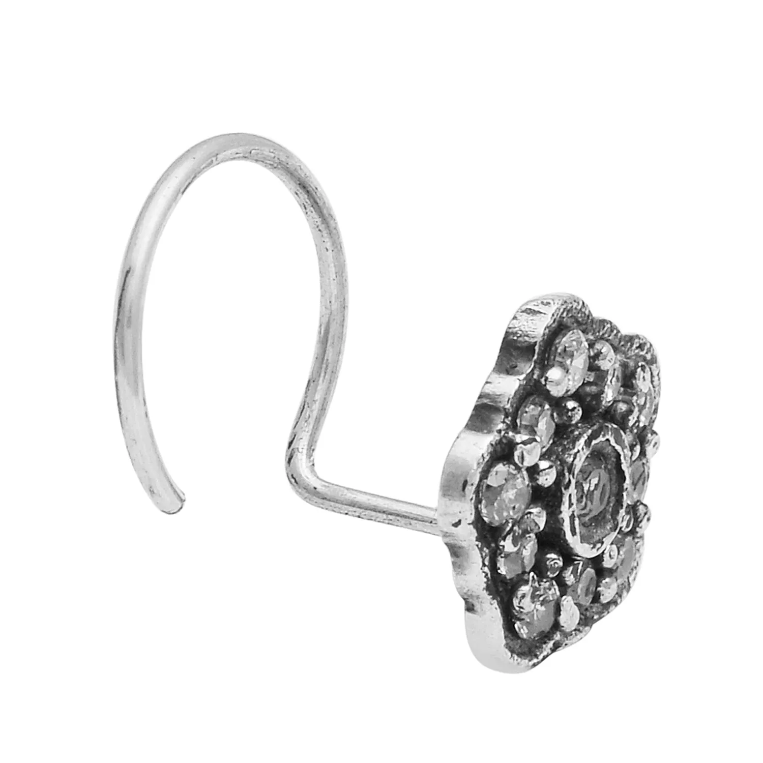 925 Sterling Silver Plated Handmade Oxidized Nose Pin Indian Traditional Nose Pin