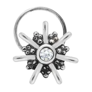 925 Sterling Silver White Topaz Nose Pin Vintage Studs Nose Pin For Women