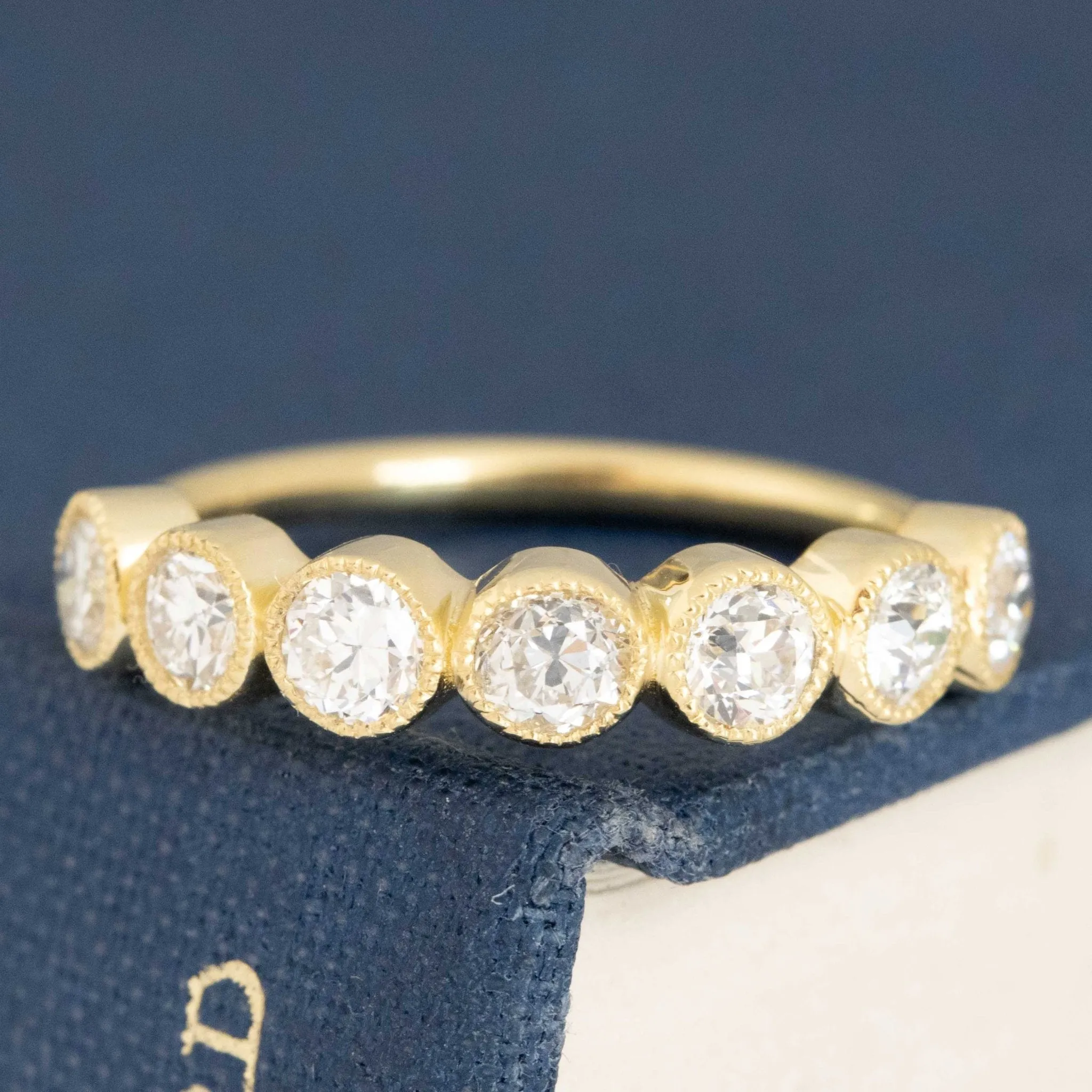 .94ctw Petite Old European Cut Diamond Half-Hoop Bezel Band