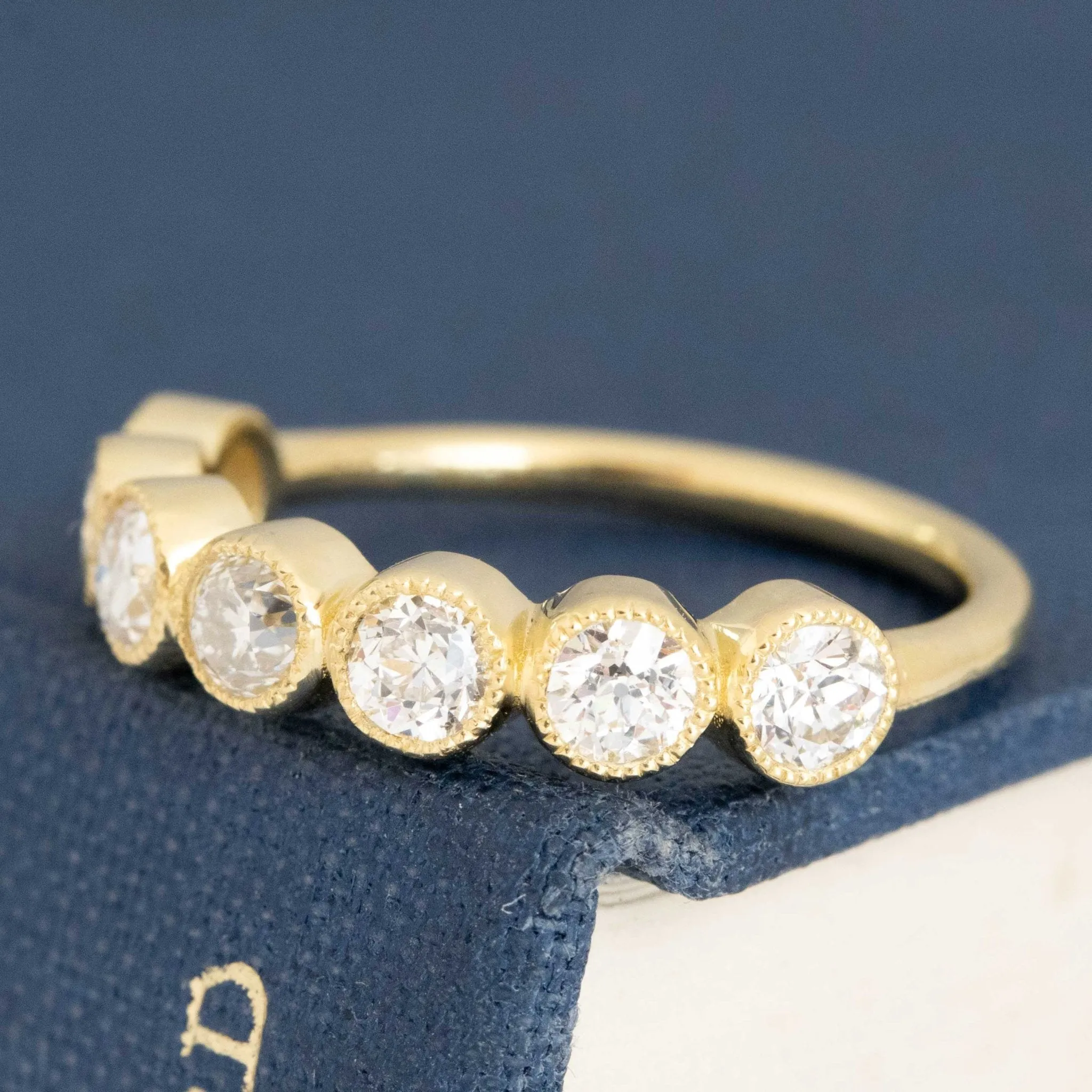 .94ctw Petite Old European Cut Diamond Half-Hoop Bezel Band