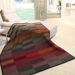 Abstact Block Burnt Orange Cotton Rich | 140 x 180