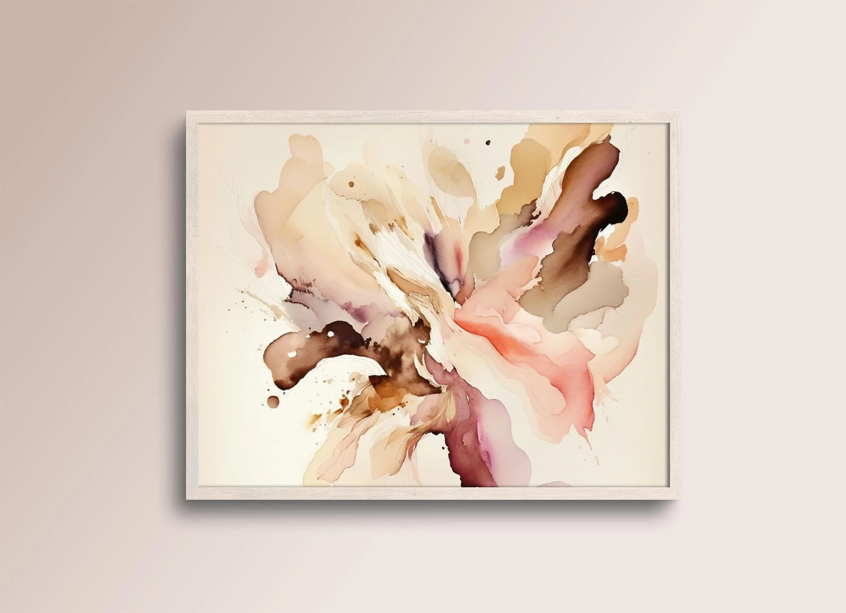 Abstract Wall Art**: Stunning archival print in pink and brown, a must-have for chic farmhouse décor or as a unique gift idea!