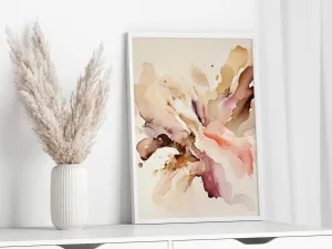 Abstract Wall Art**: Stunning archival print in pink and brown, a must-have for chic farmhouse décor or as a unique gift idea!