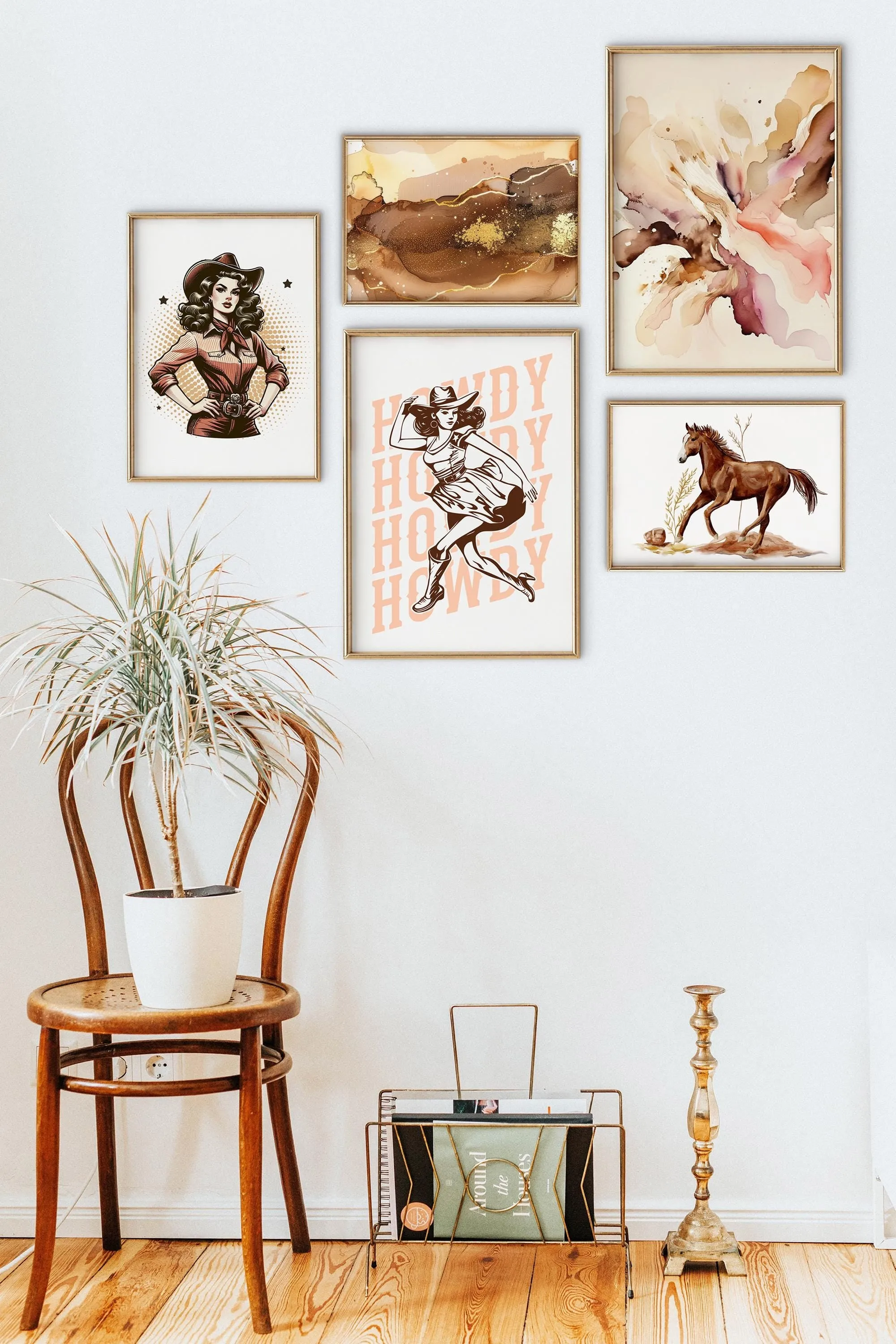 Abstract Wall Art**: Stunning archival print in pink and brown, a must-have for chic farmhouse décor or as a unique gift idea!