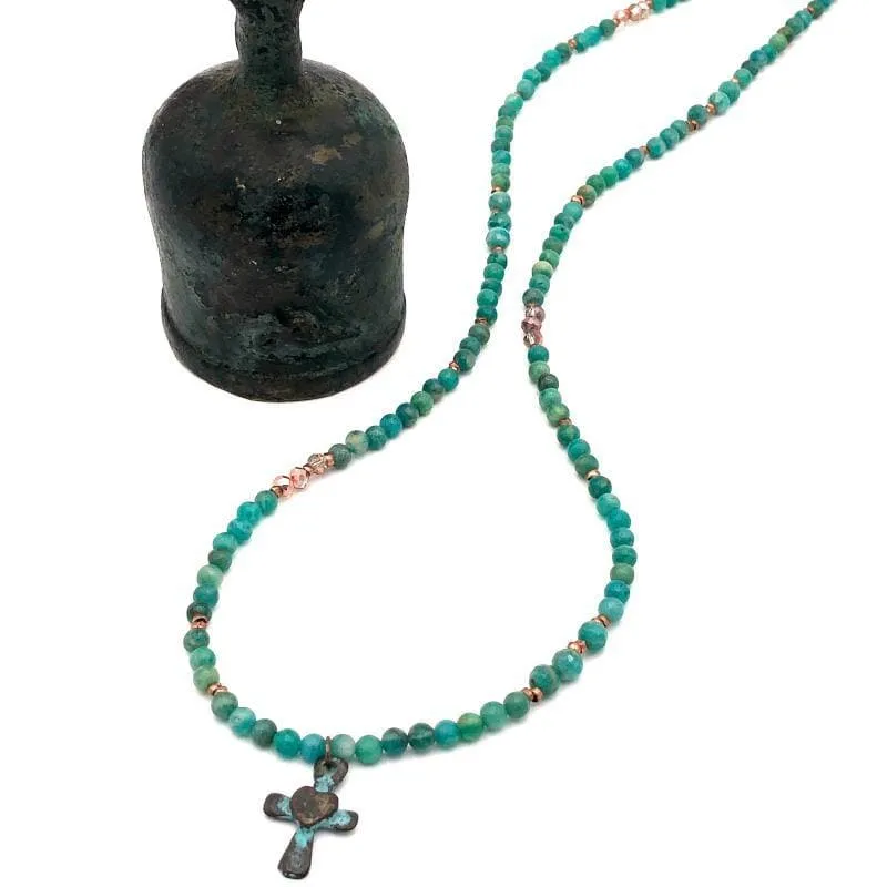 Amazonite Gemstone Cross Necklace