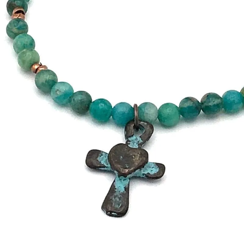 Amazonite Gemstone Cross Necklace