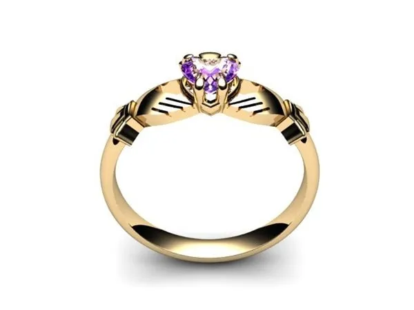 Amethyst 14K Gold Claddagh Ring <font color="#FF0000"> IN STOCK!  Ships in 48 Hours!</font>