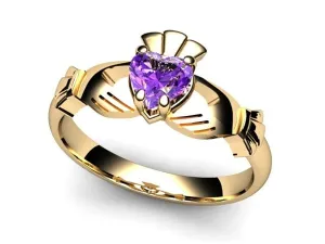 Amethyst 14K Gold Claddagh Ring <font color="#FF0000"> IN STOCK!  Ships in 48 Hours!</font>