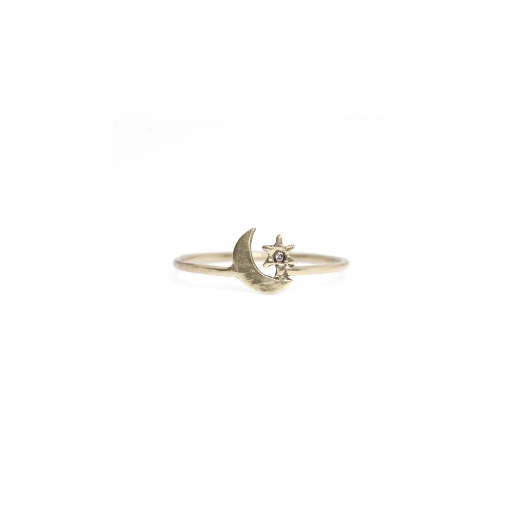 Amulet Crescent Star Ring
