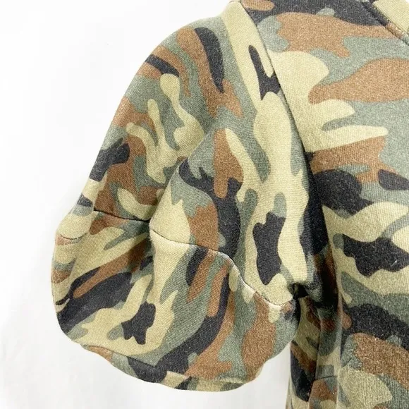 ANTHROPOLOGIE’S Velvet Jolene Tunic Puff Sleeve Camo Dress size XS