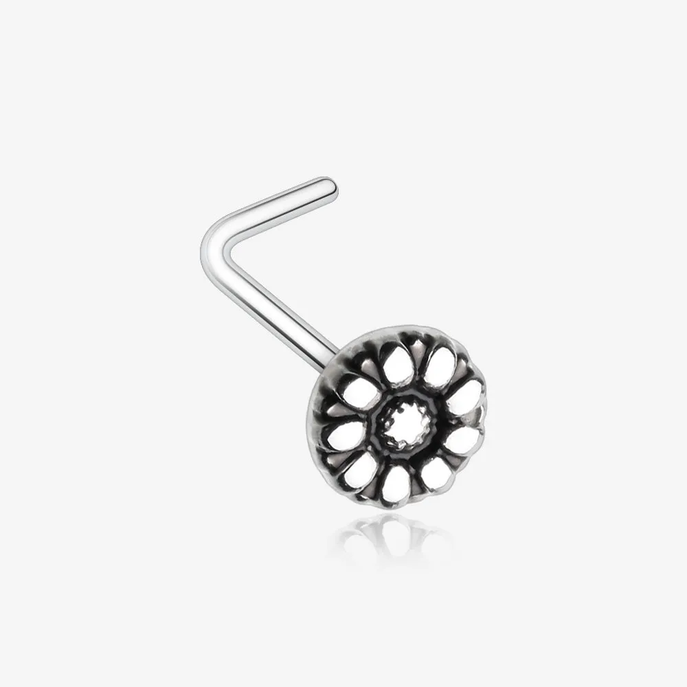 Antique Daisy L-Shaped Nose Ring