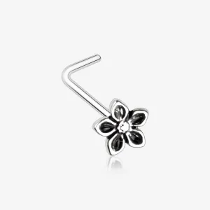 Antique Violet Flower L-Shaped Nose Ring