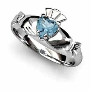 Aqua Marine PLATINUM Claddagh Ring