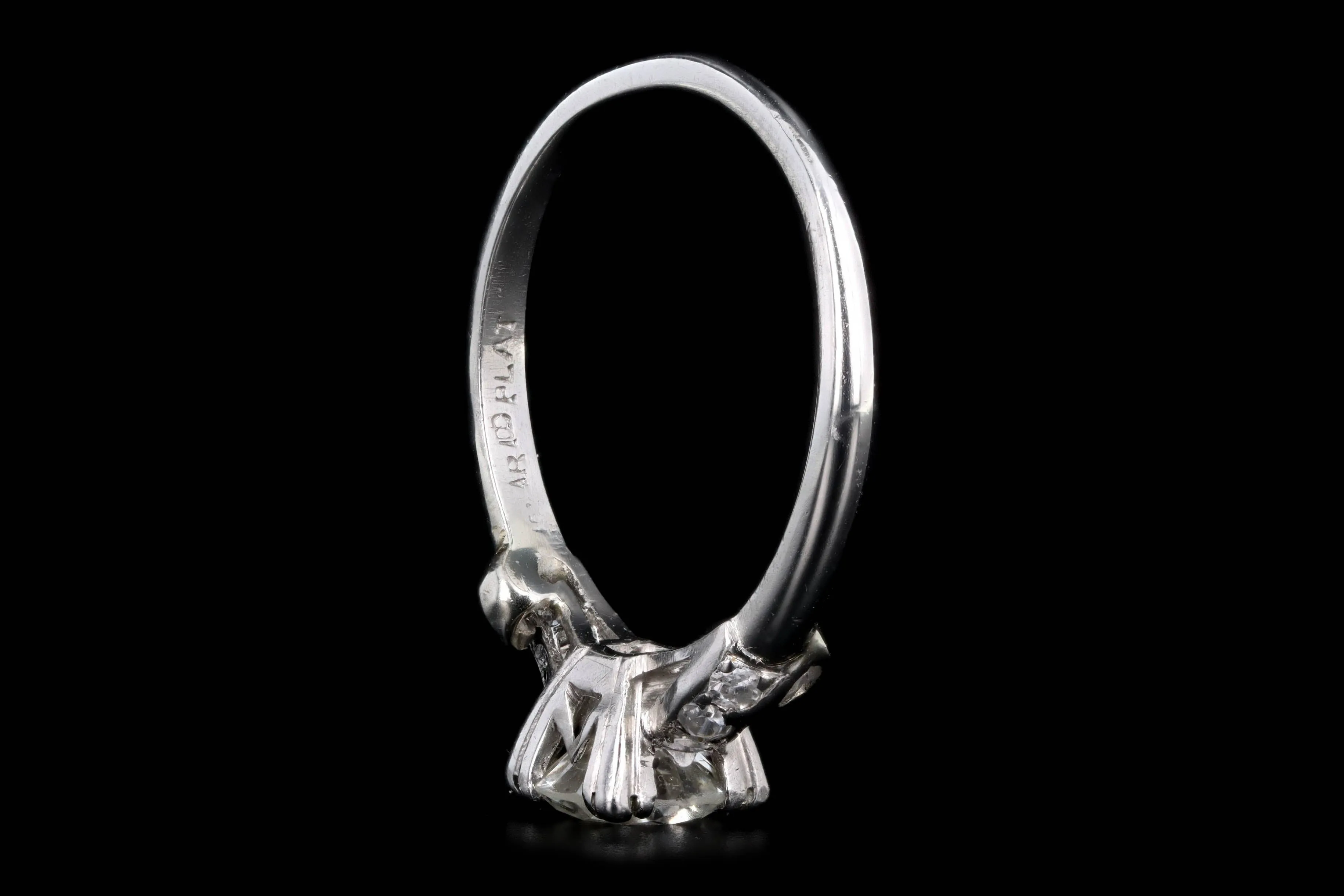 Art Deco Platinum .75 Carat Round Brilliant Cut Diamond Engagement Ring