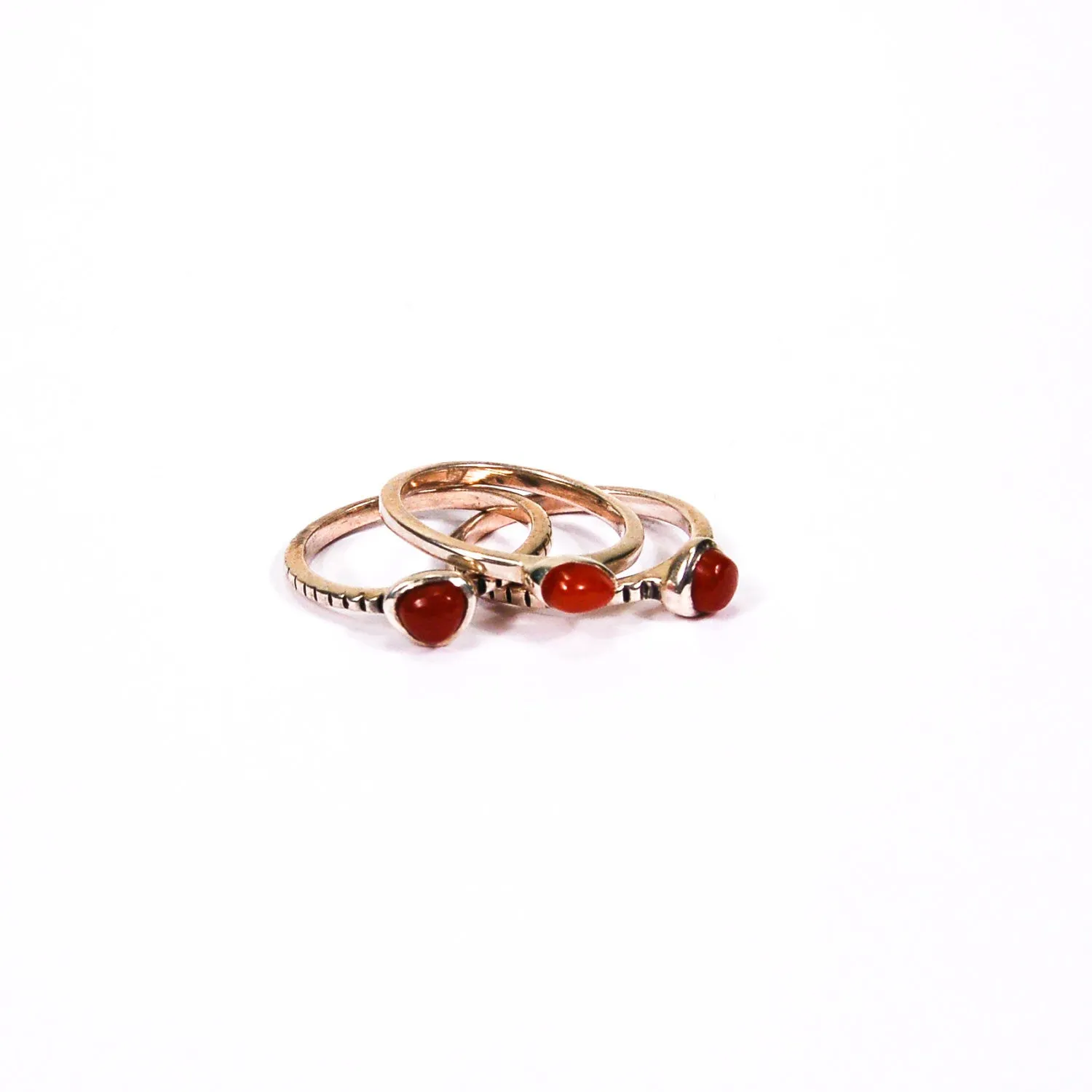 Barse Carnelian Sterling Silver Stacking Rings