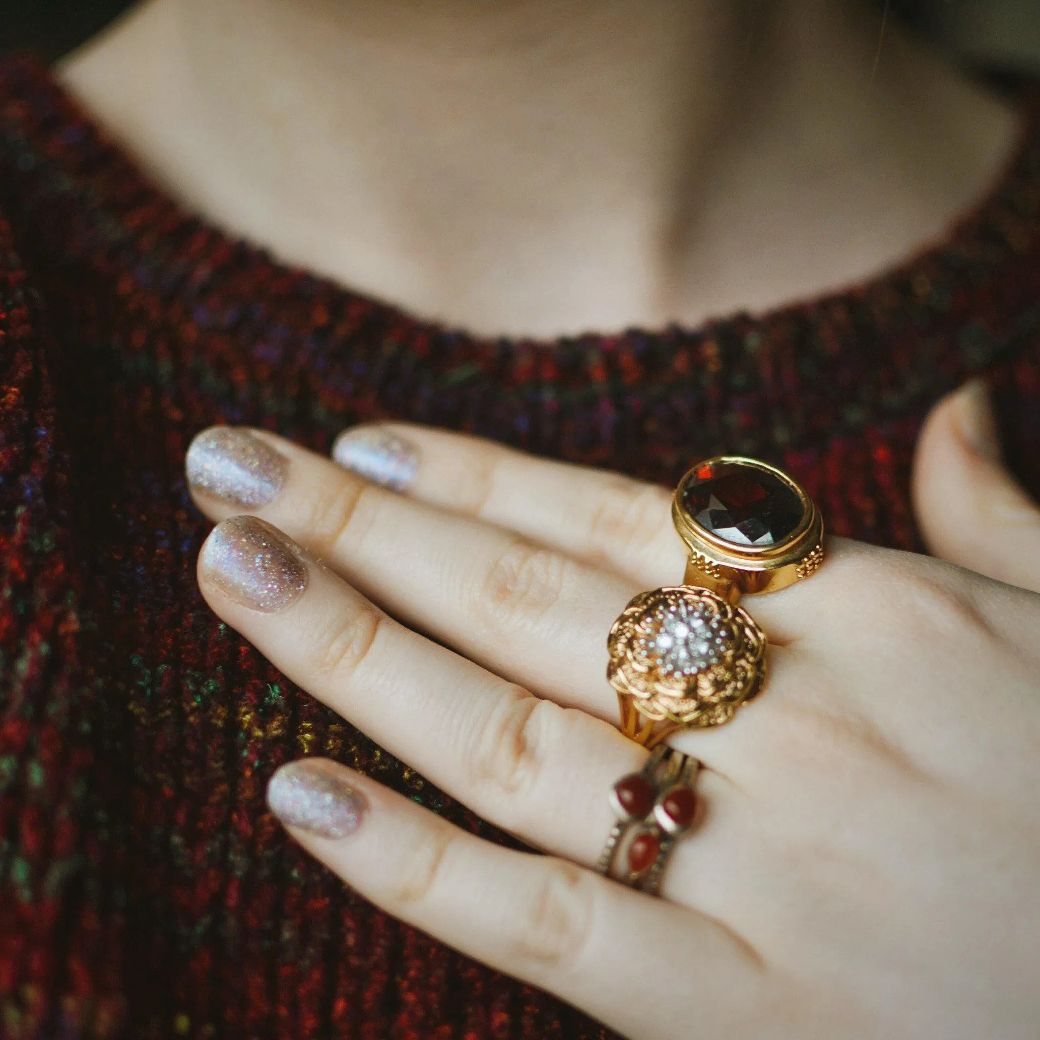 Barse Carnelian Sterling Silver Stacking Rings