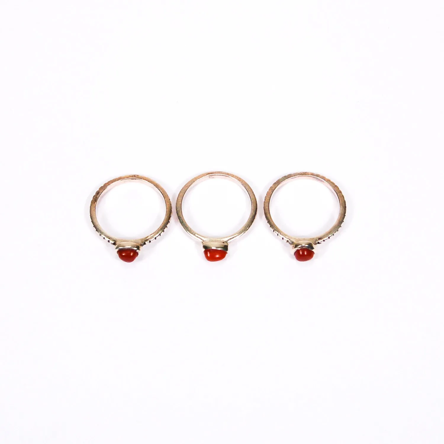 Barse Carnelian Sterling Silver Stacking Rings