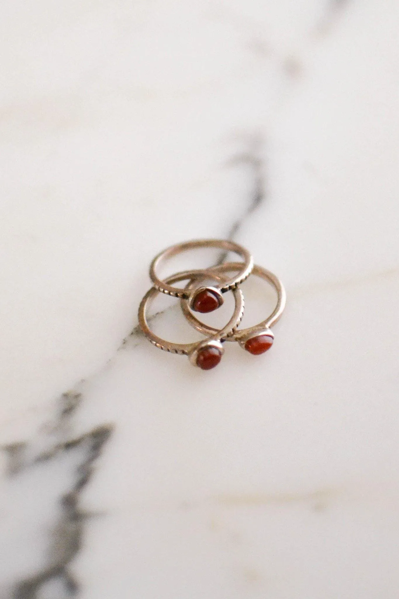 Barse Carnelian Sterling Silver Stacking Rings