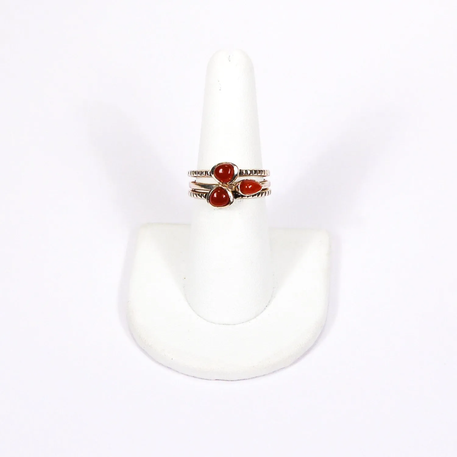 Barse Carnelian Sterling Silver Stacking Rings