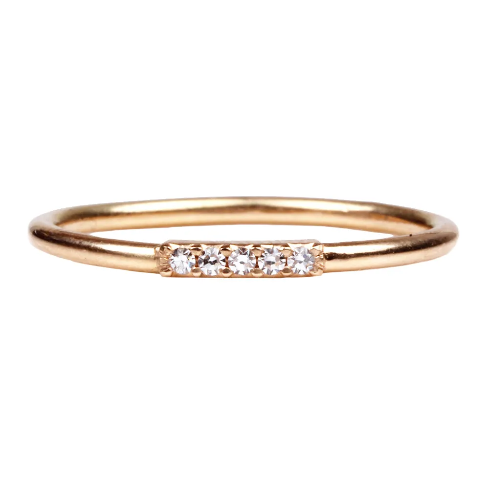 Bell & Bird Pavé set Five stone Diamond Band