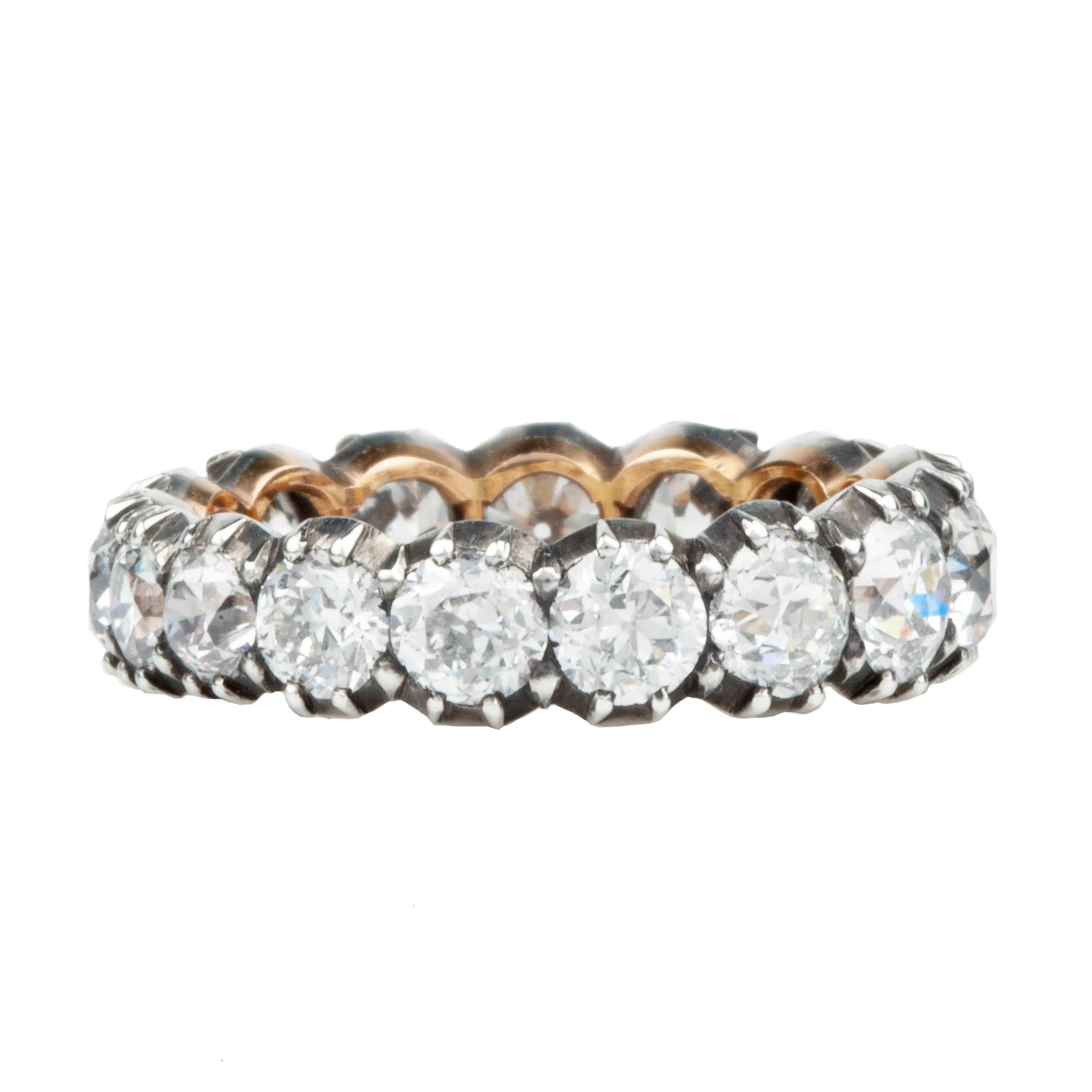 Bell & Bird Signature Cutaway Band in Silver Topped Gold with Gold European Cut Diamonds