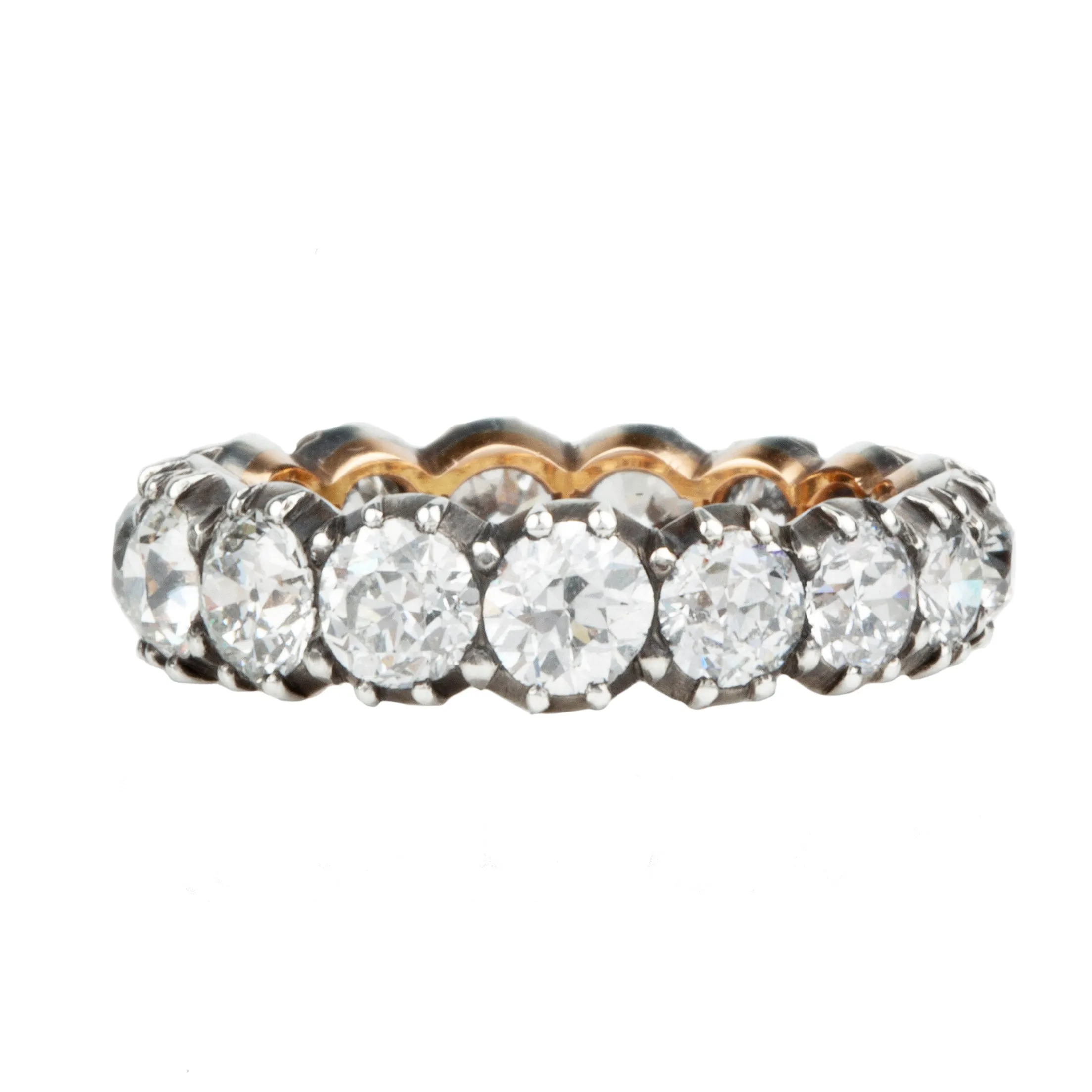 Bell & Bird Signature Cutaway Band in Silver Topped Gold with Gold European Cut Diamonds