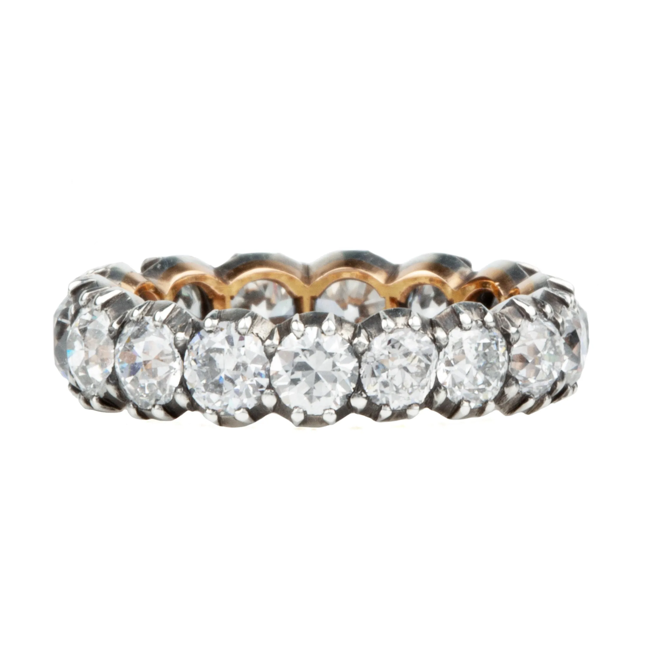 Bell & Bird Signature Cutaway Band in Silver Topped Gold with Gold European Cut Diamonds
