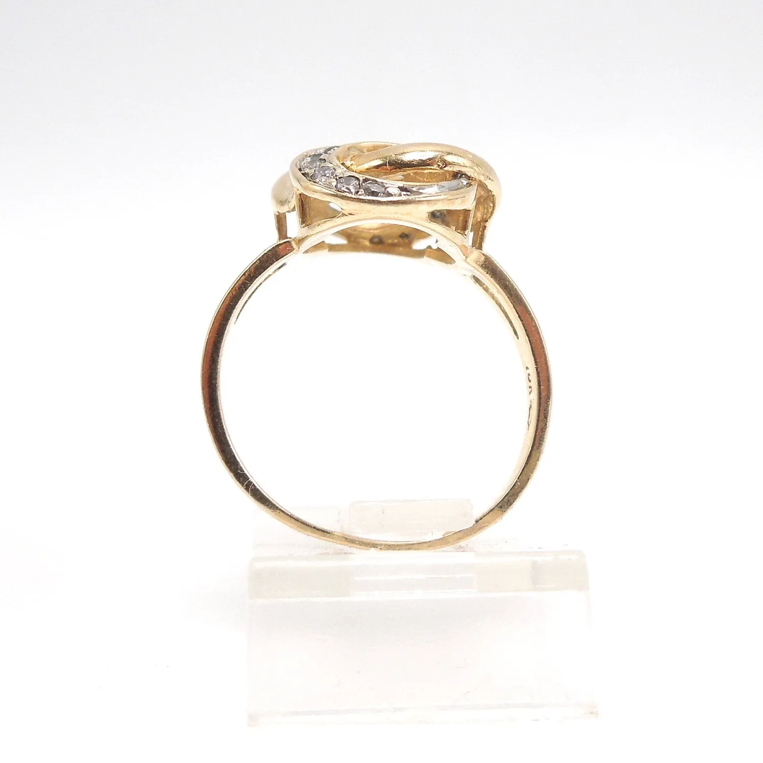Bicolor Gold - White and Yellow - Infinity Swirl Knot with Diamonds