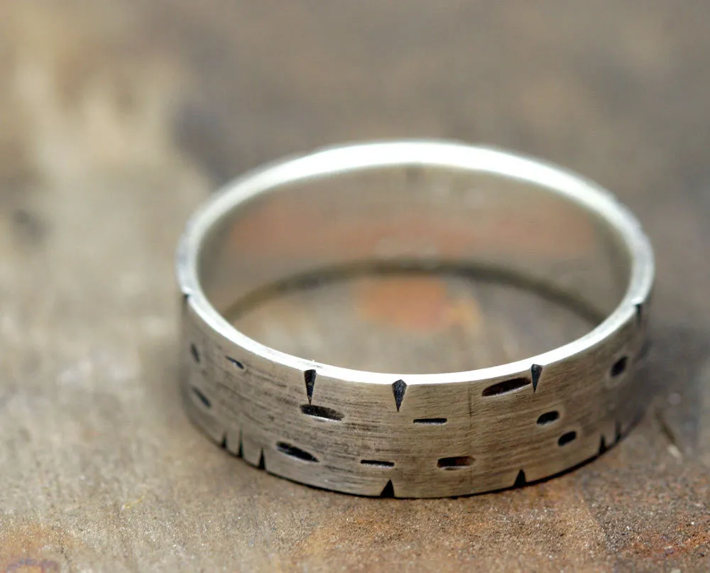 Birch Tree Wedding Ring set of 2 (S0175)