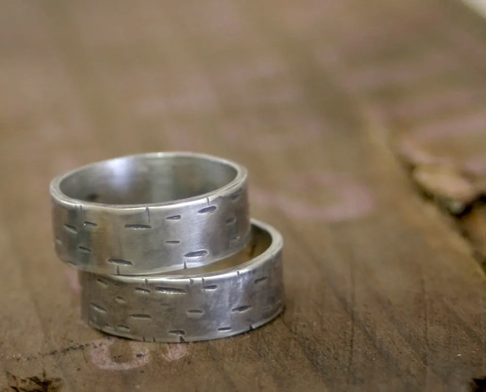 Birch Tree Wedding Ring set of 2 (S0175)