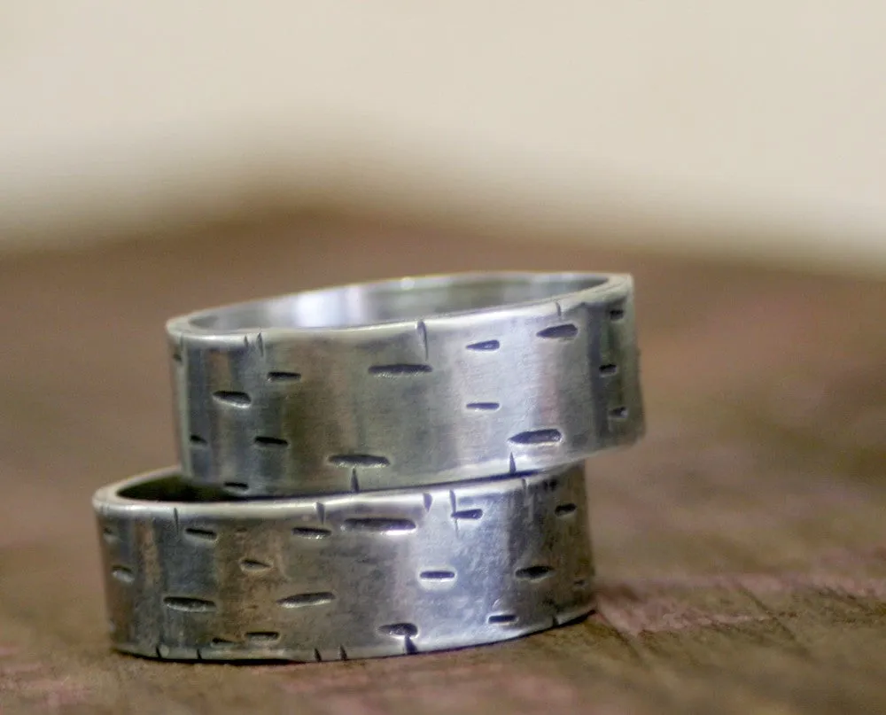 Birch Tree Wedding Ring set of 2 (S0175)