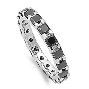 Black CZ Modern Stackable Ring New .925 Sterling Silver Thumb Band Sizes 5-10