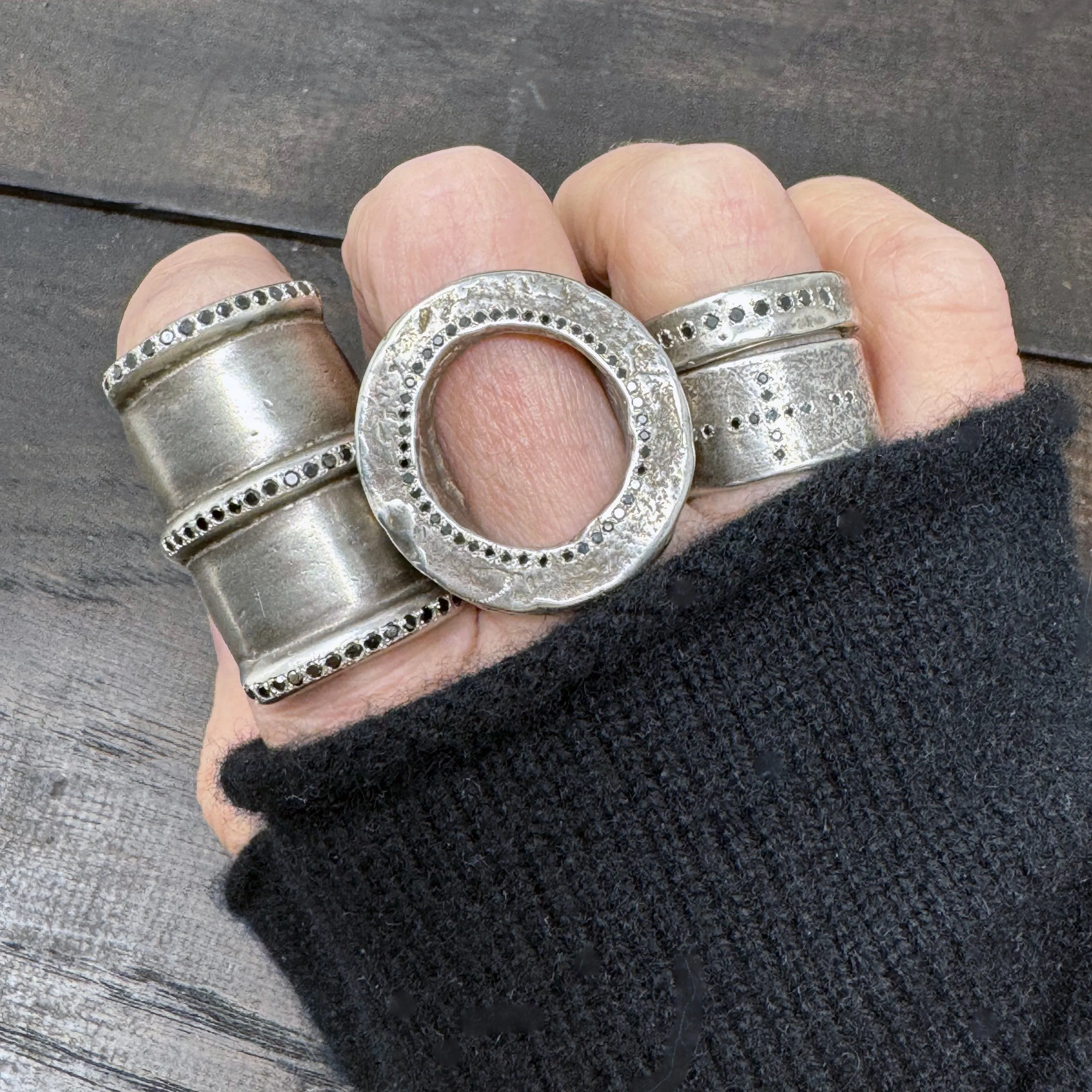 Black Diamond Oxidized Sterling Silver Claro Ring