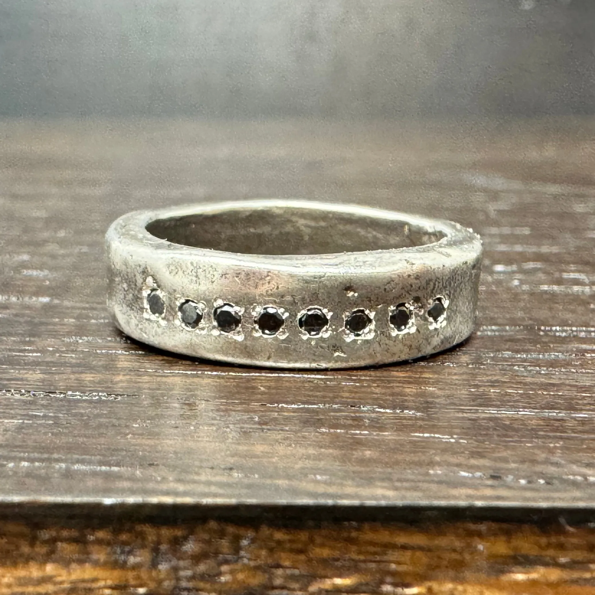 Black Diamond Oxidized Sterling Silver Claro Ring