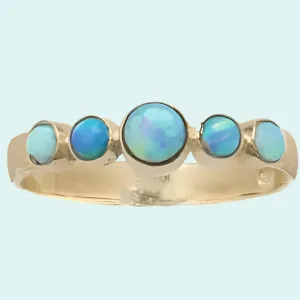 Blue Opals Ring silver gold 9 carats for woman