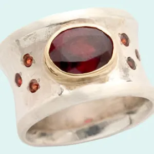 Bluenoemi Jewelry - silver gold ring garnets rings for woman