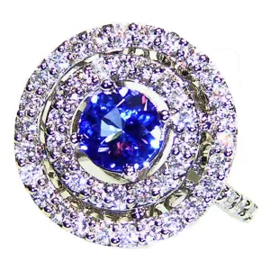 Bold 1.45ct Natural Tanzanite 1.26ct Diamond 14k White Gold Ring