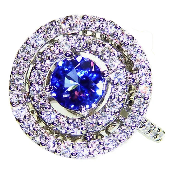 Bold 1.45ct Natural Tanzanite 1.26ct Diamond 14k White Gold Ring