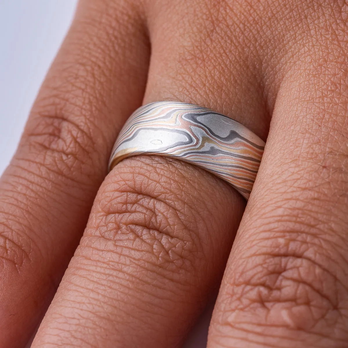 Bold Mokume Gane Band in Twist Pattern