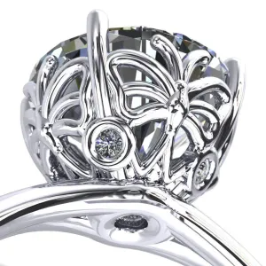 Butterfly Wings Round Center Stone Engagement Ring