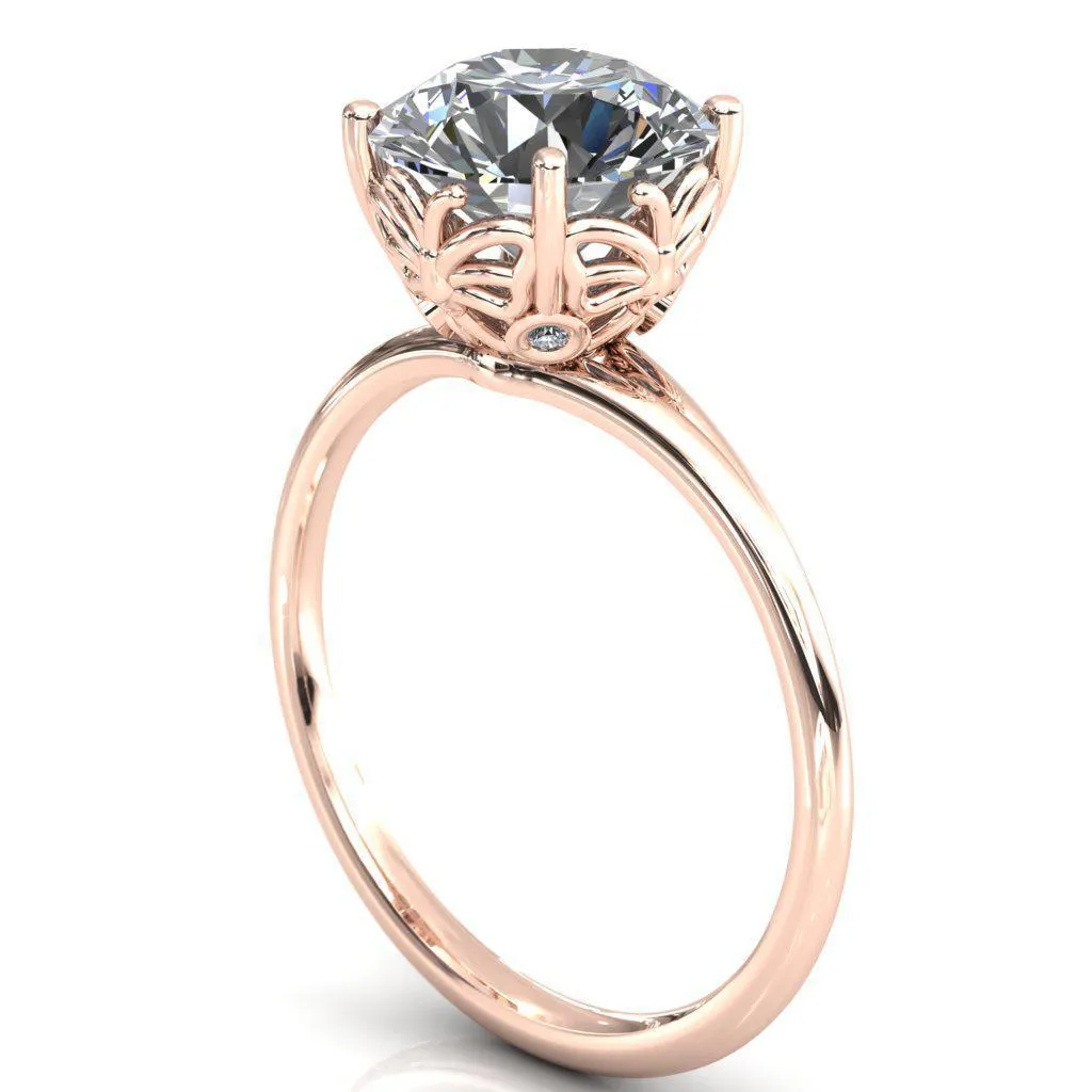 Butterfly Wings Round Center Stone Engagement Ring
