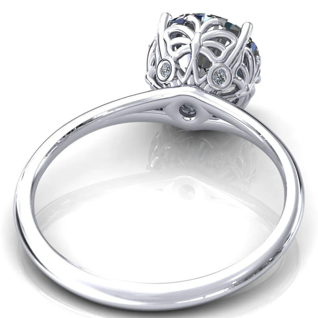 Butterfly Wings Round Center Stone Engagement Ring