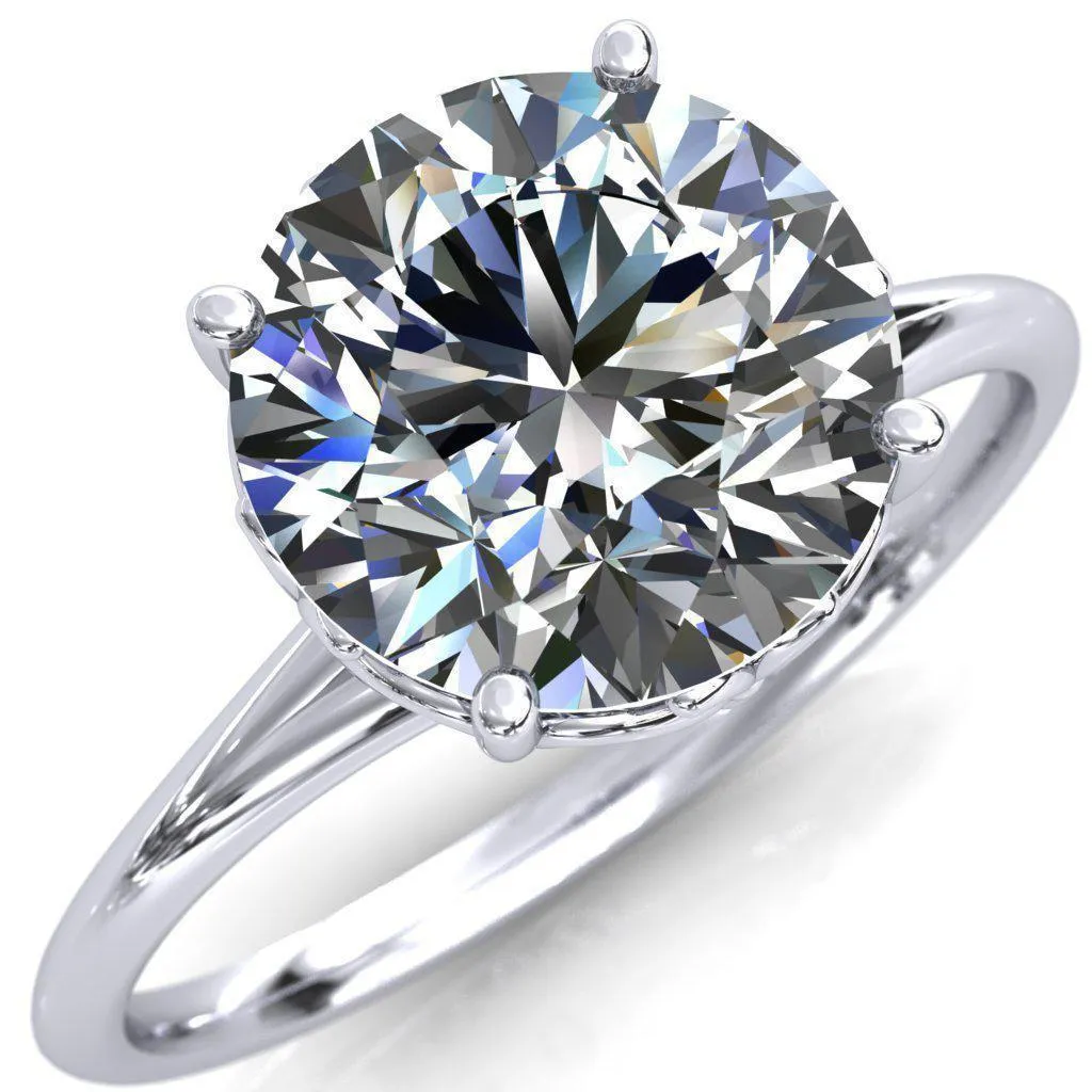 Butterfly Wings Round Center Stone Engagement Ring