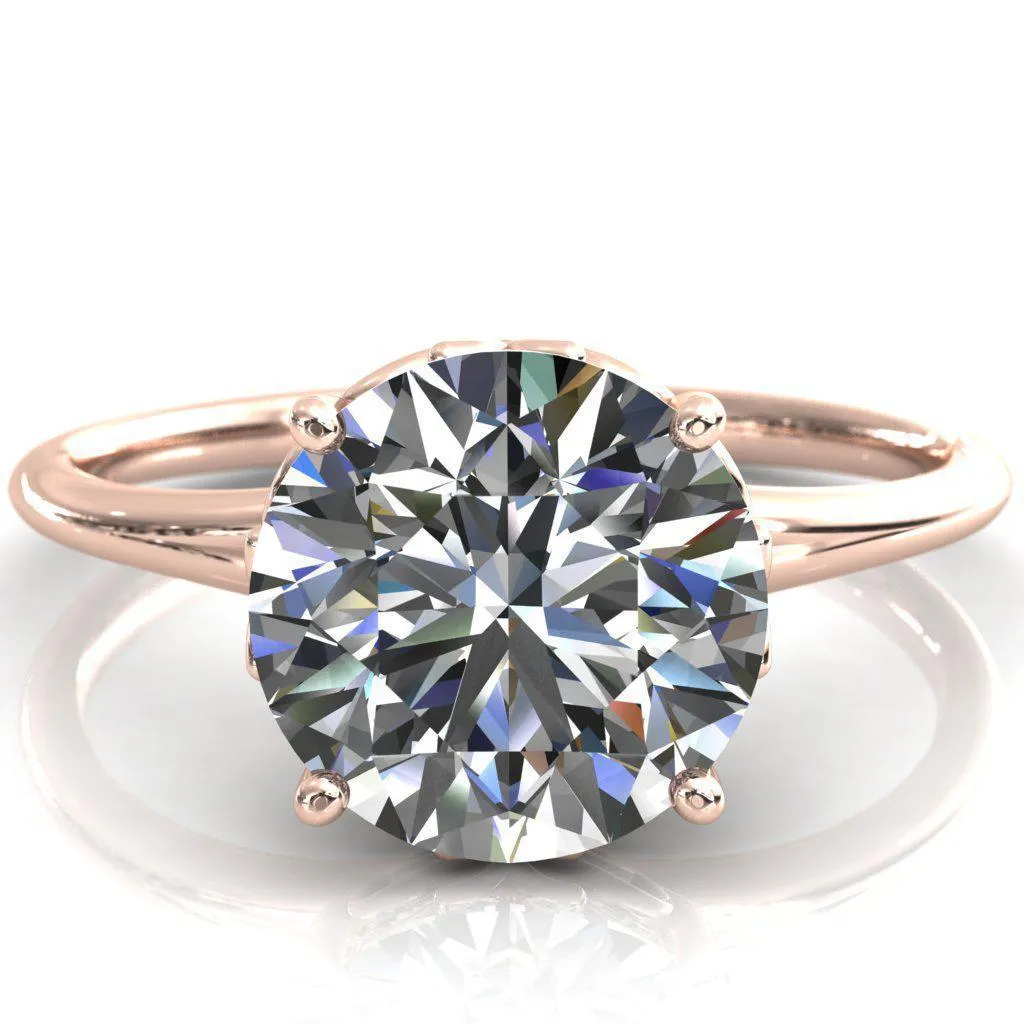 Butterfly Wings Round Center Stone Engagement Ring